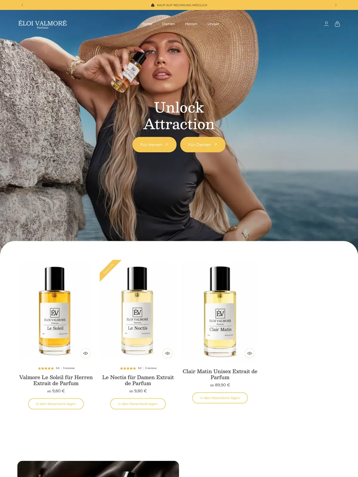 Startseite von Valmoré, gebaut von GOAT Ecom